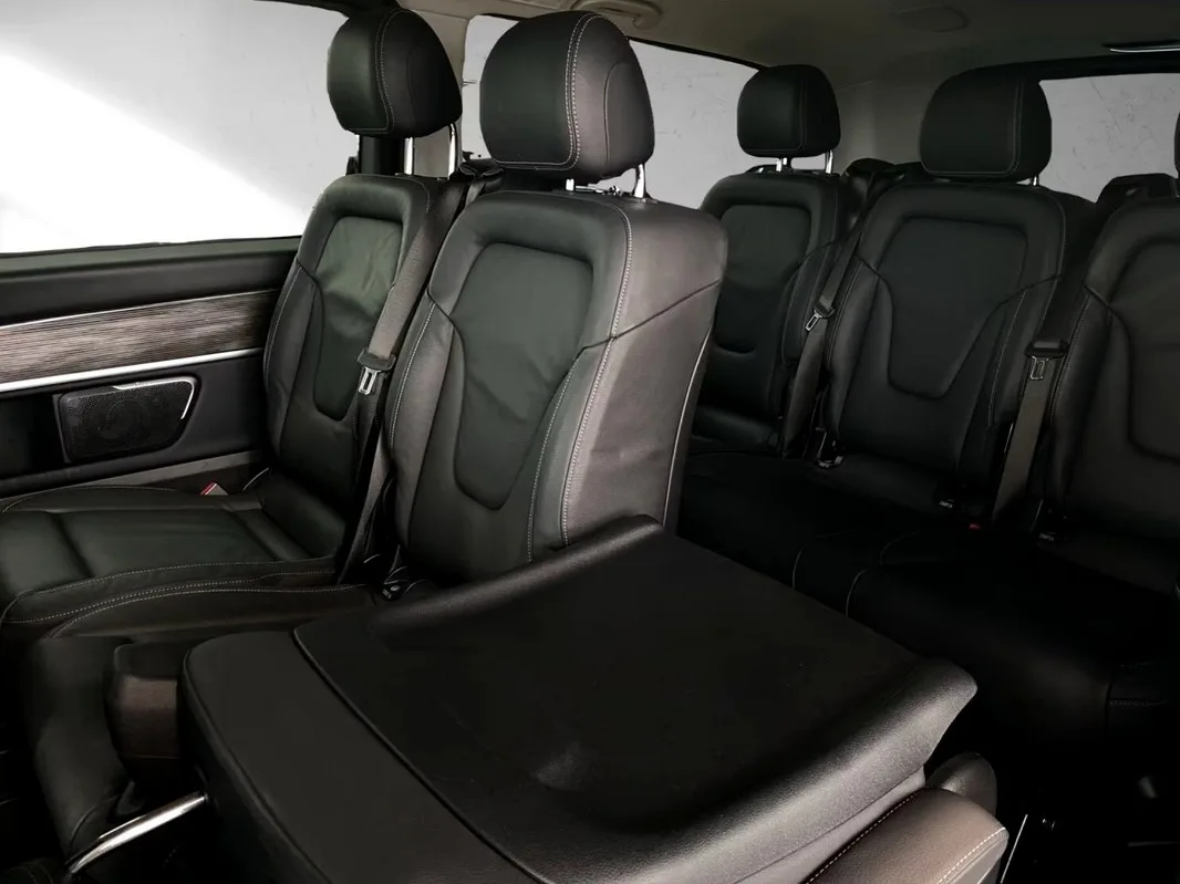 Leather rear cabin of the Mercedes-Benz V-Class, three rows of seats